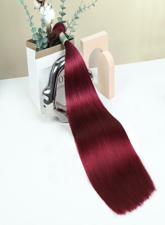 ISHOW Raw Human Hair Bundles, 100% Unprocessed Virgin Human Hair, 15A Straight Premium Quality Bundles Producer, 14 Inch Single Bundle, Long Lasting, Red Burgundy Color 99J - Image 1